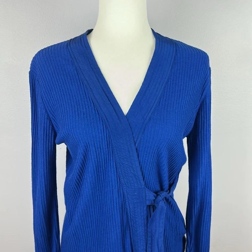 Sandro Silk Cashmere Knit Wrap Kimono Style Cardigan Sweater Size 1 Royal Blue - Picture 3 of 14